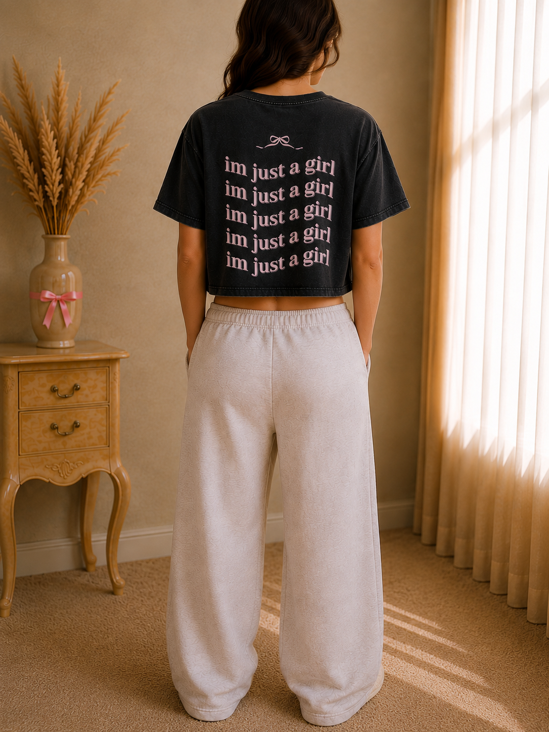 I'm Just a Girl Loose Crop Tee
